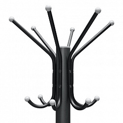 Вешалка-стойка SHT-CR450, 1,86 м, диск 37 см, 6 крючков + 4 дополнительных, металл/мрамор, черная, В1-50