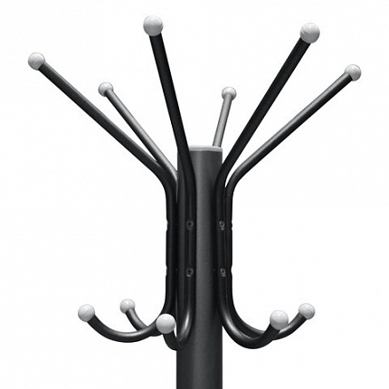 Вешалка-стойка SHT-CR450, 1,86 м, диск 37 см, 6 крючков + 4 дополнительных, металл/мрамор, черная, В1-50