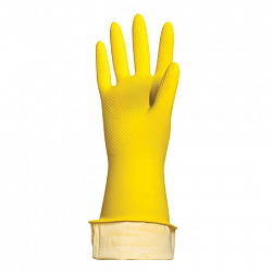 Перчатки МНОГОРАЗОВЫЕ латексные LAIMA "СТАНДАРТ", хлопчатобумажное напыление, ПЛОТНЫЕ, размер ХL (очень большой), желтые, вес 48 г, 600782