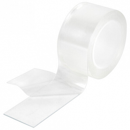 Многоразовая двухсторонняя прозрачная крепежная лента, скотч NANO tape, 2 м x 3 см, толщина 1 мм, WBZ (ВБЗ), 700425
