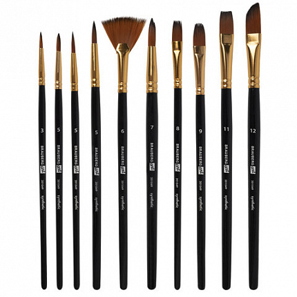 Кисти художественные набор 12 шт, синтетика, № 1-12, BRAUBERG ART DEBUT, 201049