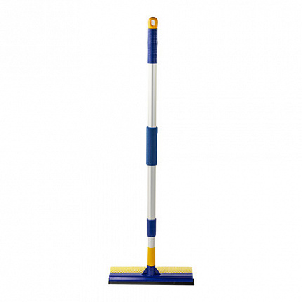 Окномойка LAIMA, алюминиевая телескопическая ручка 76-125 см, рабочая часть 25 см (стяжка, губка, ручка), для дома и офиса, 601493