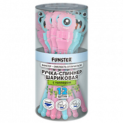 Ручка-спиннер с топпером шариковая FUNSTER "MONSTERS", СИНЯЯ, ассорти, пишущий узел 0,7 мм, линия письма 0,35 мм, 144381