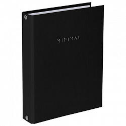 Тетрадь на кольцах А5 175х215 мм, 120 л., твердый картон, клетка, BRAUBERG "Minimal black", 404713