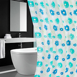 Шторка для ванной ПОЛИЭСТЕР, 180х200 см, кольца в комплекте, ЦВЕТЫ, PRIMILA (ПРИМИЛА), 700082