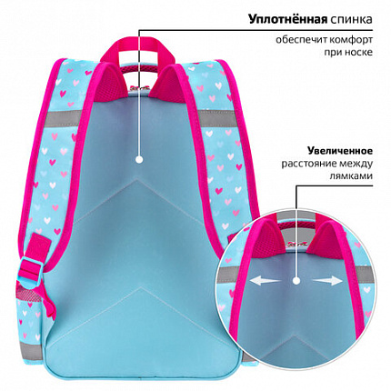 Рюкзак ПИФАГОР SCHOOL, 1 отделение, 3 кармана, "Pretty bunny", 38x28х14 см, 273168