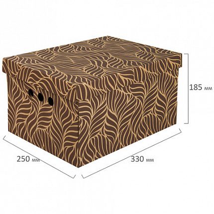 Короб для хранения из плотного микрогофрокартона 330х250х185 мм, КОМПЛЕКТ 4 ШТ., BRAUBERG HOME "Узор", 271816