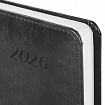 Ежедневник датированный 2026 А5 138x213 мм, BRAUBERG "Legend", под кожу, застежка, серый, 117068