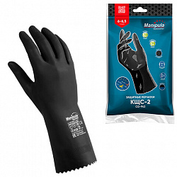 Перчатки латексные MANIPULA "КЩС-2", ультратонкие, размер 8-8,5, M (средний), черные, L-U-032/CG-943
