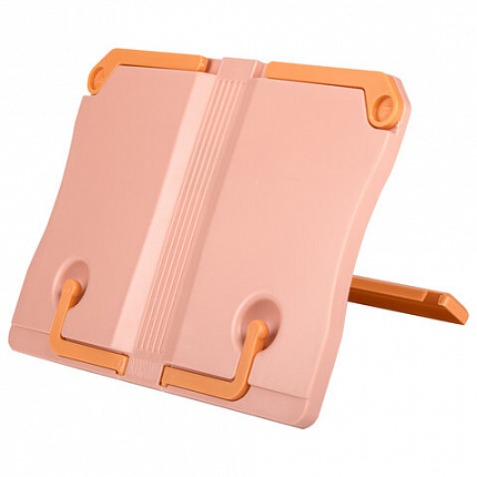 Подставка для книг ЮНЛАНДИЯ, регулируемый наклон, прочный ABS-пластик, розовая, 237906