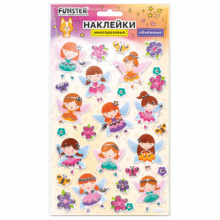 Наклейки объемные MAXI 21х14 см, ассорти 12 видов, FUNSTER (ФАНСТЕР), 666678
