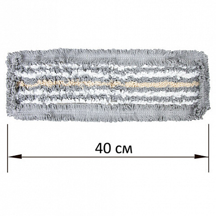 Насадка МОП плоская для швабры/держателя 40 см, ТИП У/К, хлопок/микрофибра, СЕРАЯ, LAIMA EXPERT, 606629
