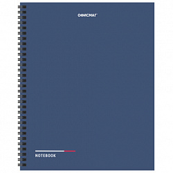 Тетрадь А5, 96 л., ОФИСМАГ, гребень, клетка, обложка картон, СИНЯЯ, 405639