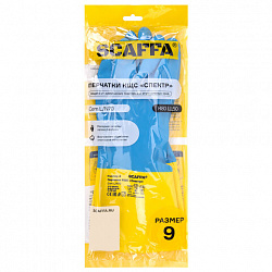 Перчатки латексно-неопреновые SCAFFA "Спектр", КЩС-1, хлопчатобумажное напыление, размер 9, L (большой), 00-01017727
