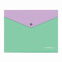 Папка-конверт с кнопкой ERICH KRAUSE "Matt Pastel Bloom", А5+, до 120 л., с карманом, ассорти, 0,18 мм, 61150