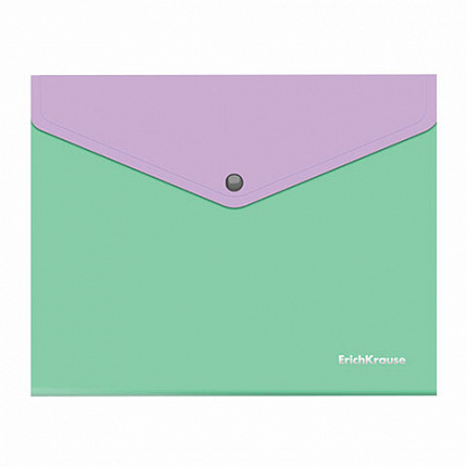 Папка-конверт с кнопкой ERICH KRAUSE "Matt Pastel Bloom", А5+, до 120 л., с карманом, ассорти, 0,18 мм, 61150