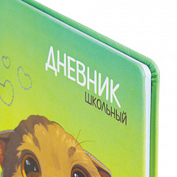 Дневник 1-11 класс 48 л., кожзам (твердая), печать, глиттер, ЮНЛАНДИЯ, "Котик", 107217