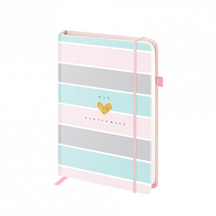 Скетчбук, слоновая кость 140 г/м2, 130х210 мм, 80 л., софт-тач, резинка, BRAUBERG ART CLASSIC, "Polo style", 116468