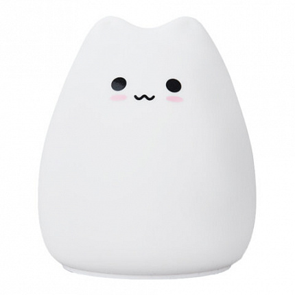 Ночник силиконовый LED "Котик" 90x89x102 мм, белый свет/RGB, таймер, USB, аккумулятор 400 мАч, DASWERK, 238935