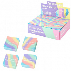 Ластик "PASTEL", 34х34х14 мм, квадратный, ассорти, ЭКО ПВХ, BRAUBERG, 273210