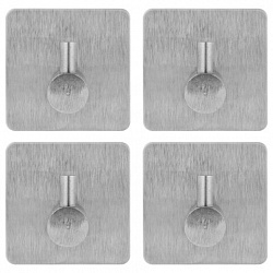 Крючки самоклеящиеся универсальные 4,5x4,5 см, КОМПЛЕКТ 4 шт., сталь, серебристые, LAIMA Home, 608785