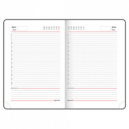 Ежедневник недатированный А5 138x213 мм BRAUBERG "Profile" балакрон, 136 л., красный, 123427