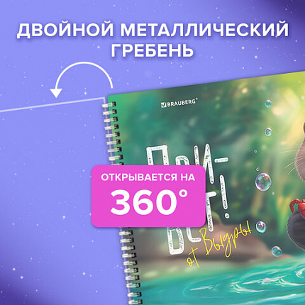 Альбом для рисования, пластиковая обложка, А4 40 л., гребень, BRAUBERG, 210х297мм, АССОРТИ-2 (8 видов), 107683