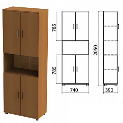 Шкаф полузакрытый "Монолит", 740х390х2050 мм, цвет орех гварнери (КОМПЛЕКТ)
