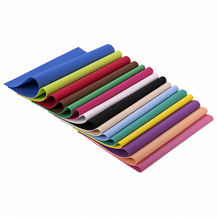 Пористая резина/фоамиран А4, 1 мм, НАБОР, 15 листов, 15 цветов, яркие цвета, ОСТРОВ СОКРОВИЩ, 665097