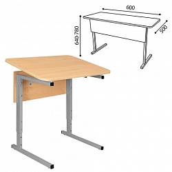 Стол-парта 1-местный, регулируемый угол, СУТ.54-01, 600х500х640-780 мм, рост 4-6, серый каркас, ЛДСП клён