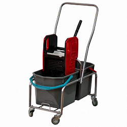 Тележка уборочная Eco-Force, 2 съемных ведра по 25 л, отжим, металлический каркас, бесшумные колеса, 22EF/2