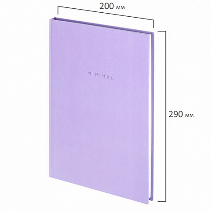Блокнот БОЛЬШОЙ ФОРМАТ 200х290 мм, А4, 80 л., твердый, клетка, BRAUBERG "Minimal", сиреневый, 116434