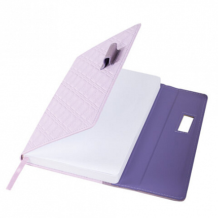 Ежедневник недатированный А5 145х215 мм, BRAUBERG "Stitch", под кожу, магнит, 160 л., сиреневый, 116589