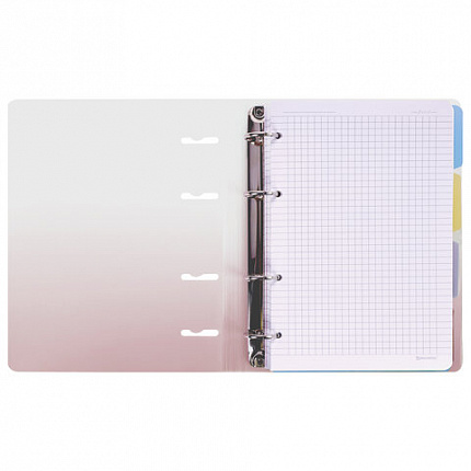 Тетрадь на кольцах А5 175х220мм, 120л, пластик, с разделителями, BRAUBERG, Красный, 404630