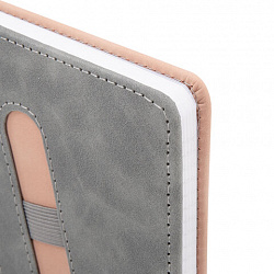 Блокнот А5 148x218 мм BRAUBERG "Assistant", под кожу, 80 листов, держатель, клетка, розовый, 118631