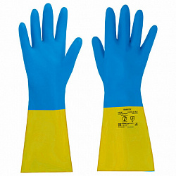Перчатки неопрен КЩС ULTRA NEOPRENE химически устойчивые, с х/б напылением, сине-желт, р-р 10-10,5 XL (оч больш) RABBITEX (РАББИТЕКС) 701116