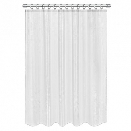 Шторка для ванной ПОЛИЭСТЕР, 180х180 см, кольца в комплекте, БЕЛЫЙ БРИЛЛИАНТ, PRIMILA (ПРИМИЛА), 700087