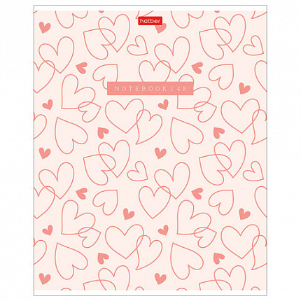Тетрадь обложка пластик, А5 48л. скоба, клетка, HATBER, LOVE IS.... (микс в спайке),, 48Т5В1пл
