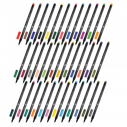 Ручки капиллярные (линеры), 36 ЦВЕТОВ, BRAUBERG ART, CLASSIC, трехгранные, металлический наконечник, линия письма 0,4 мм, 144150