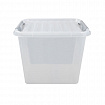 Ящик-контейнер 50 л с КРЫШКОЙ НА ЗАЩЕЛКАХ "ПРОФИ", 40х50х39 см, штабелируемый, ПРОЧНЫЙ, прозрачный, 437960000