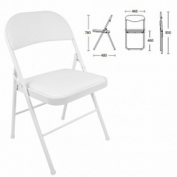Стул складной BRABIX "Golf Plus CF-003 КОМФОРТ", белый каркас, кожзам белый, В КОРОБЕ, 533028