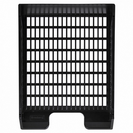 Лоток горизонтальный для бумаг BRAUBERG-MAXI, с пазами, А4 (358х272х75,5 мм), сетчатый, черный, 231141