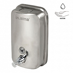 Дозатор для жидкого мыла LAIMA BASIC, 1 л, нержавеющая сталь, зеркальный, 601796