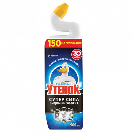 Средство для сантехники/уборки туалета 900 мл, ТУАЛЕТНЫЙ УТЕНОК Супер Сила "Видимый Эффект", 696894