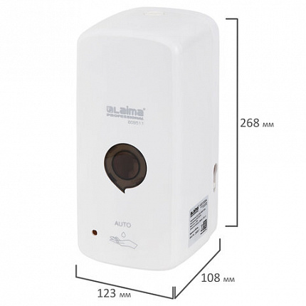 Дозатор для жидкого мыла LAIMA PROFESSIONAL PREMIUM, НАЛИВНОЙ, СЕНСОРНЫЙ, 1 л, белый, ABS-пластик, 609511