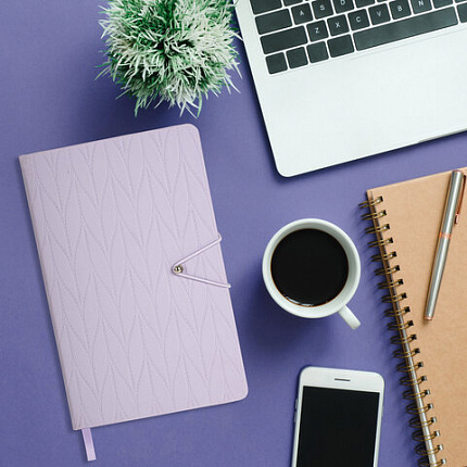 Ежедневник недатированный А5 138х213 мм, BRAUBERG "Braided", под кожу, гвоздик 160 л., сиреневый, 116596