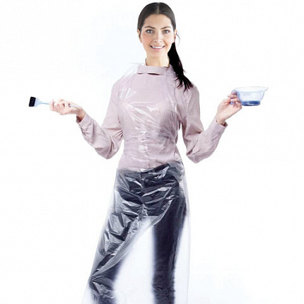 Фартуки полиэтиленовые, КОМПЛЕКТ 100 шт., одноразовые, размер 68 см х 110 см, СТАНДАРТ, плотность 12 мкм, LAIMA, 610850