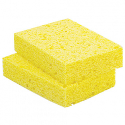 Губки для посуды 95х65х20 мм, ЦЕЛЛЮЛОЗНЫЕ, КОМПЛЕКТ 2 штуки, желтые, LAIMA, 700255