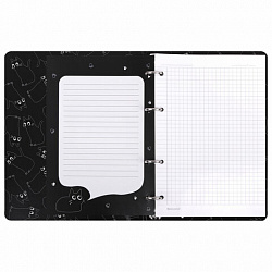Тетрадь на кольцах А5 160х212 мм, 120 листов, картон, матовая ламинация, клетка, BRAUBERG, "Просто Кот", 404723