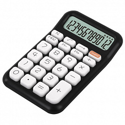 Калькулятор настольный BRAUBERG KW-500-BK (93x148 мм), 3D-кнопки, 12 разрядов, черный, 272954